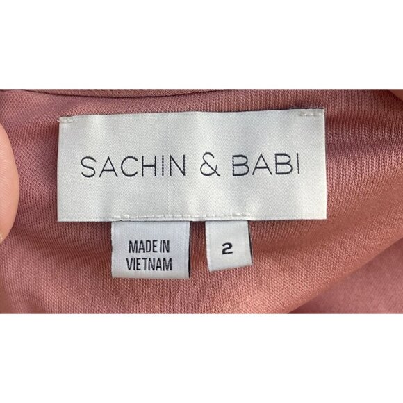 Sachin & Babi Cali Satin Slip Midi Dress 2 Peach Cowl Neck Wedding Guest Elegant - Picture 9 of 11